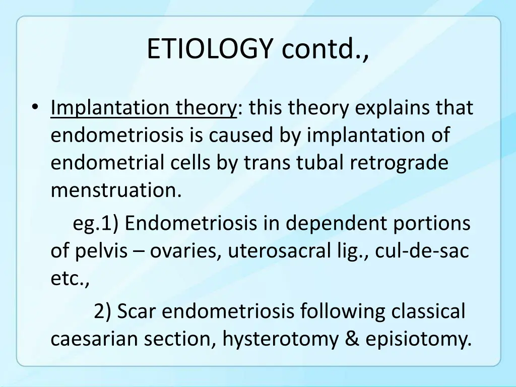 etiology contd