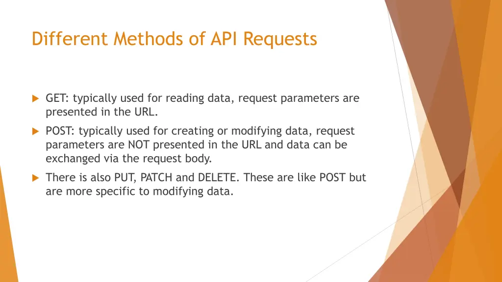 different methods of api requests