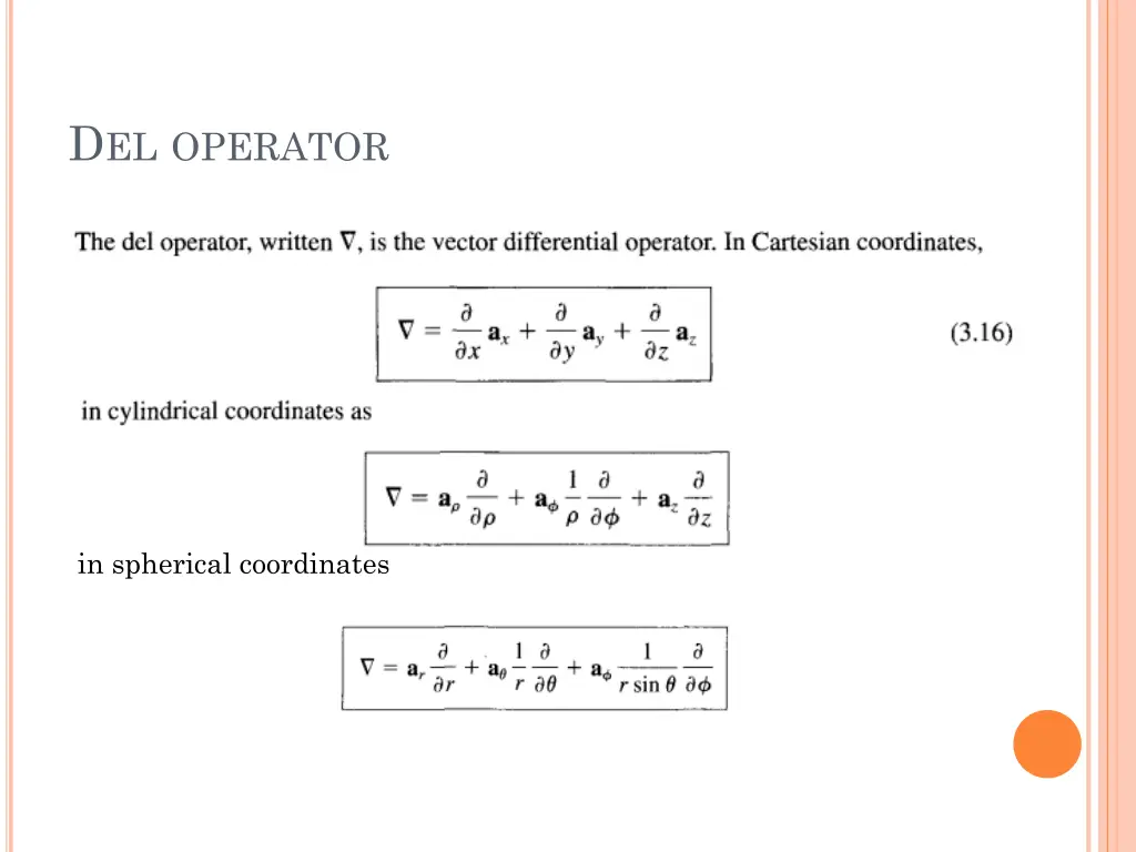 d el operator