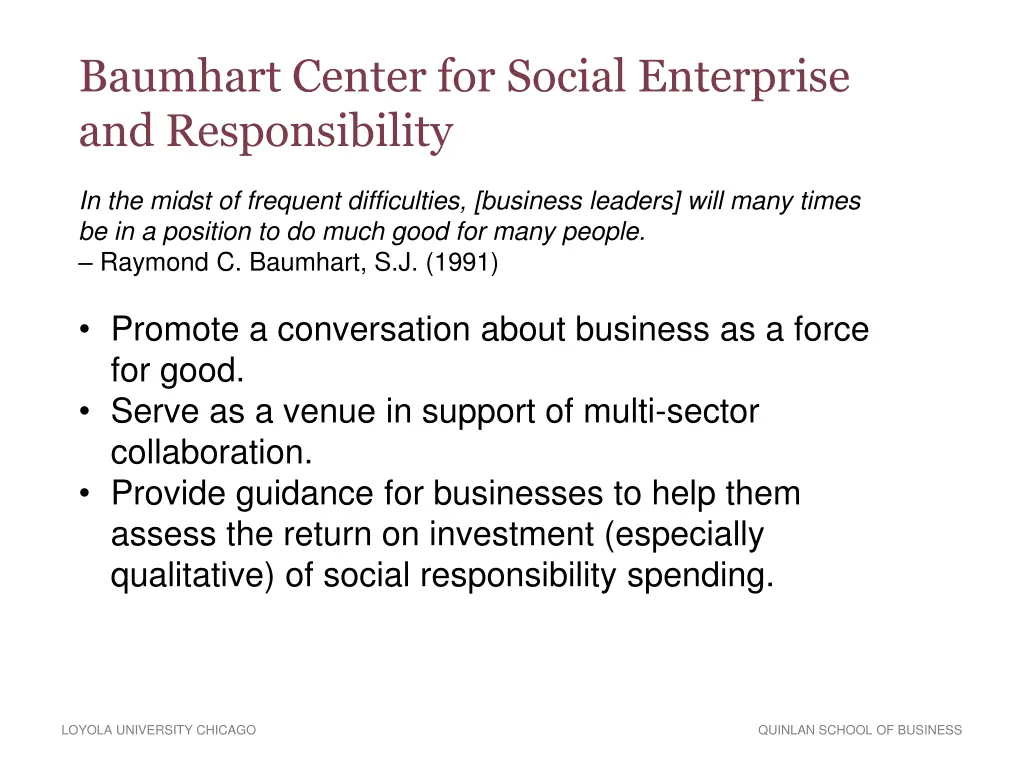 baumhart center for social enterprise