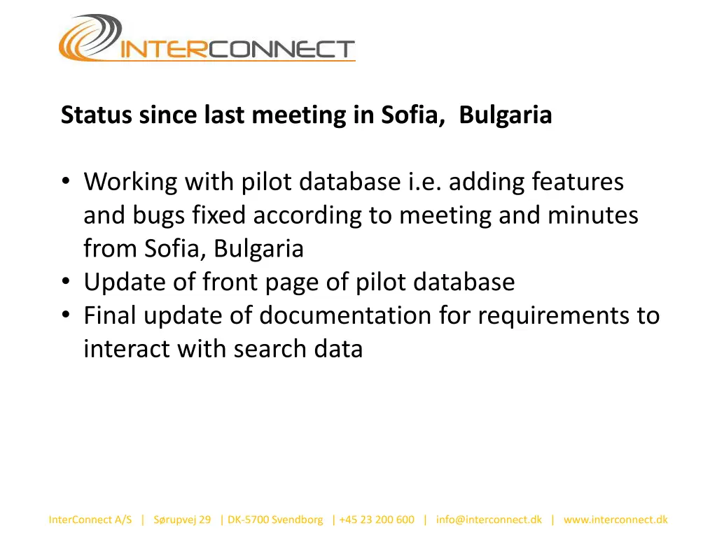 status since last meeting in sofia bulgaria