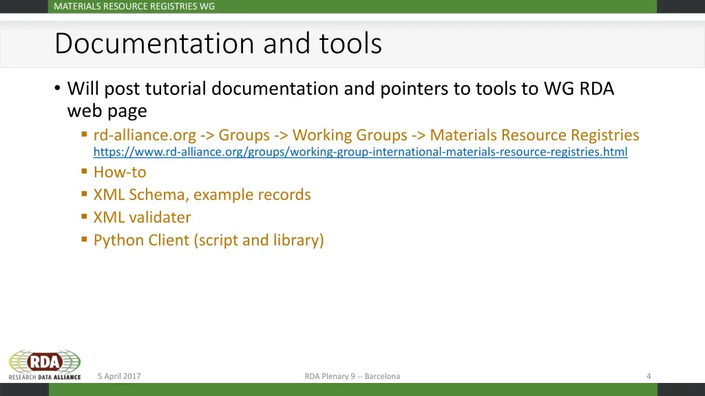 materials resource registries wg 2