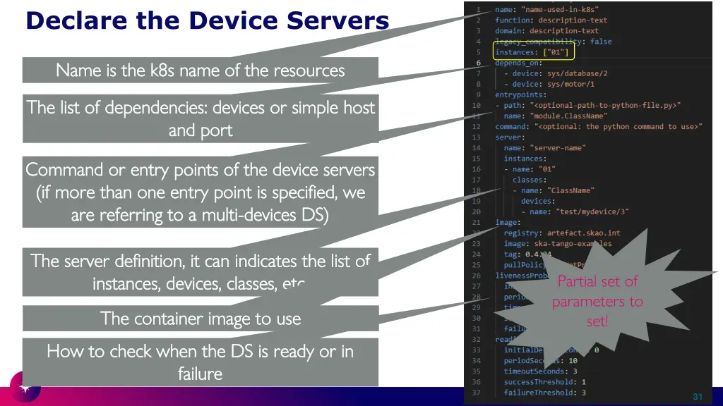 declare the device servers