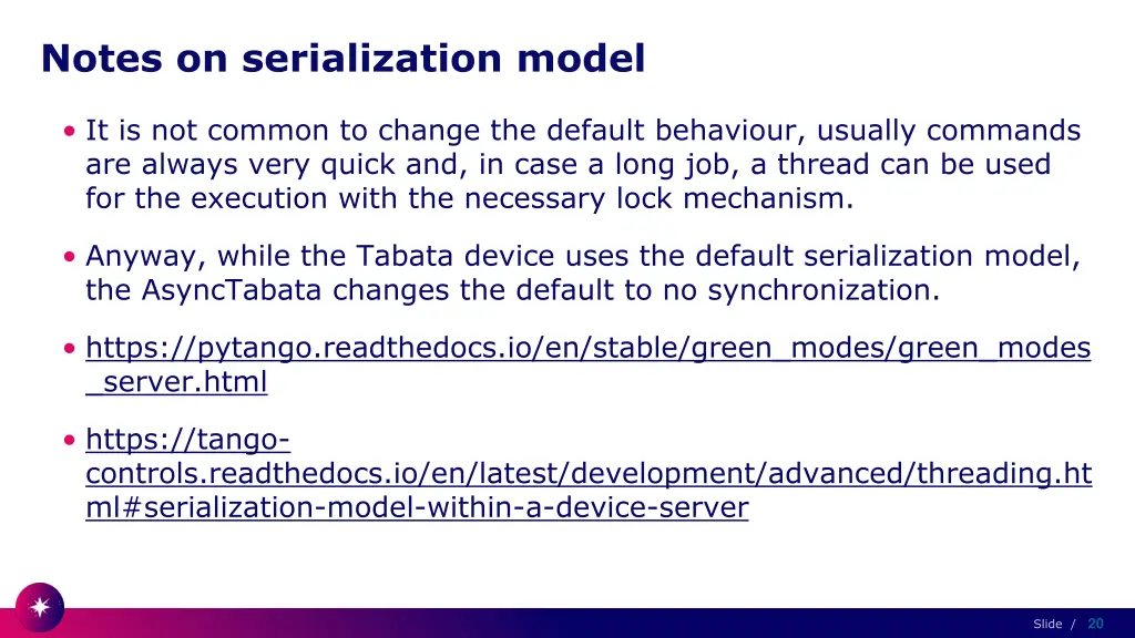 notes on serialization model