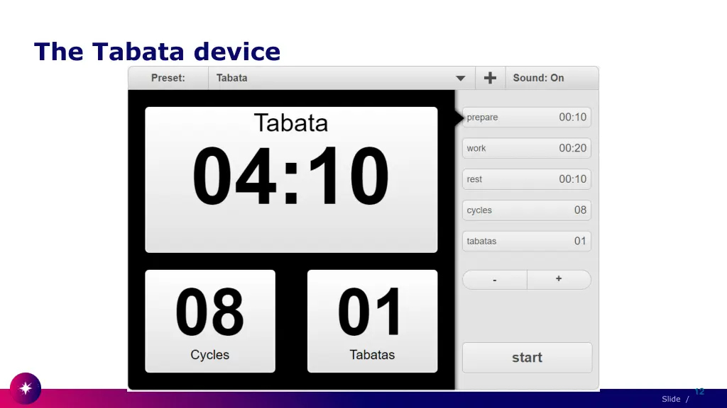 the tabata device 1