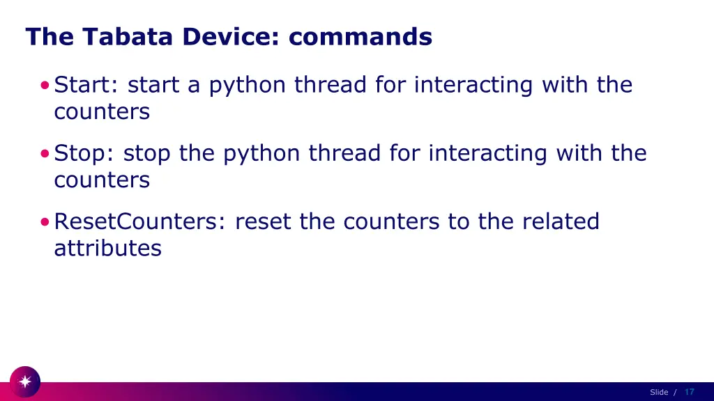 the tabata device commands