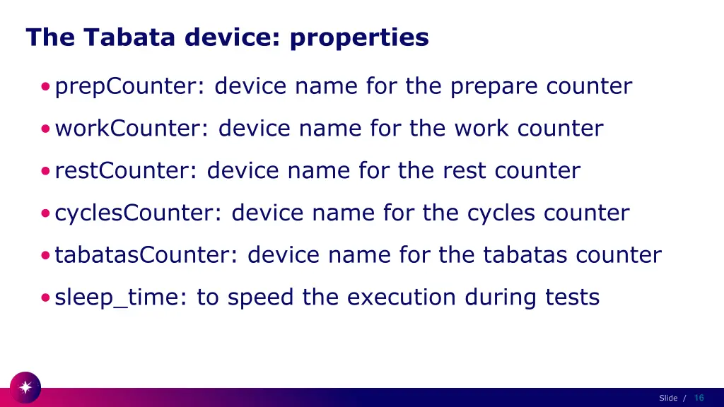 the tabata device properties