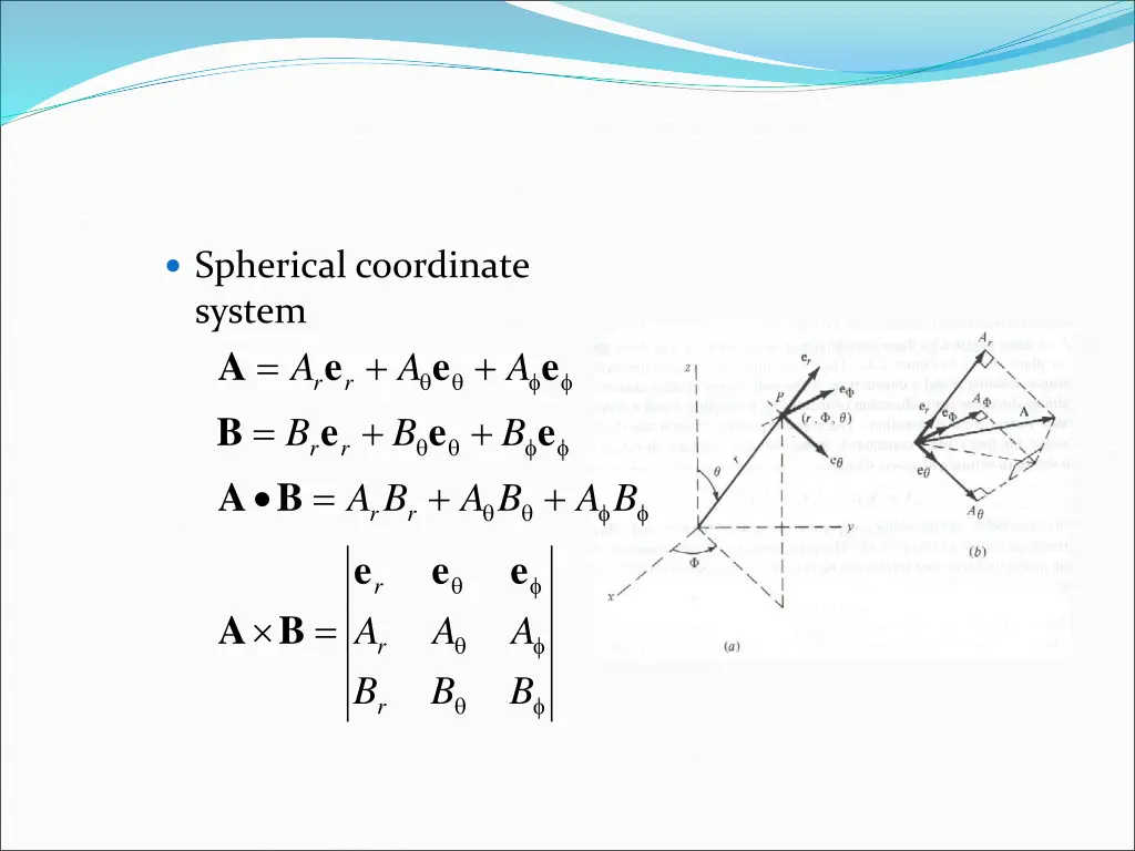 spherical coordinate system a r r e b