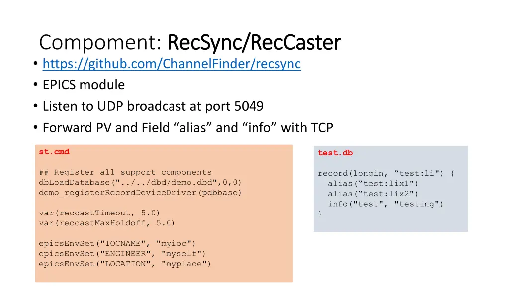 compoment recsync https github com channelfinder