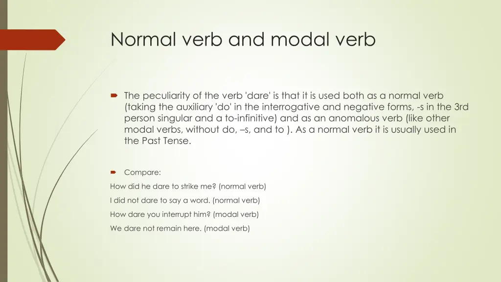 normal verb and modal verb