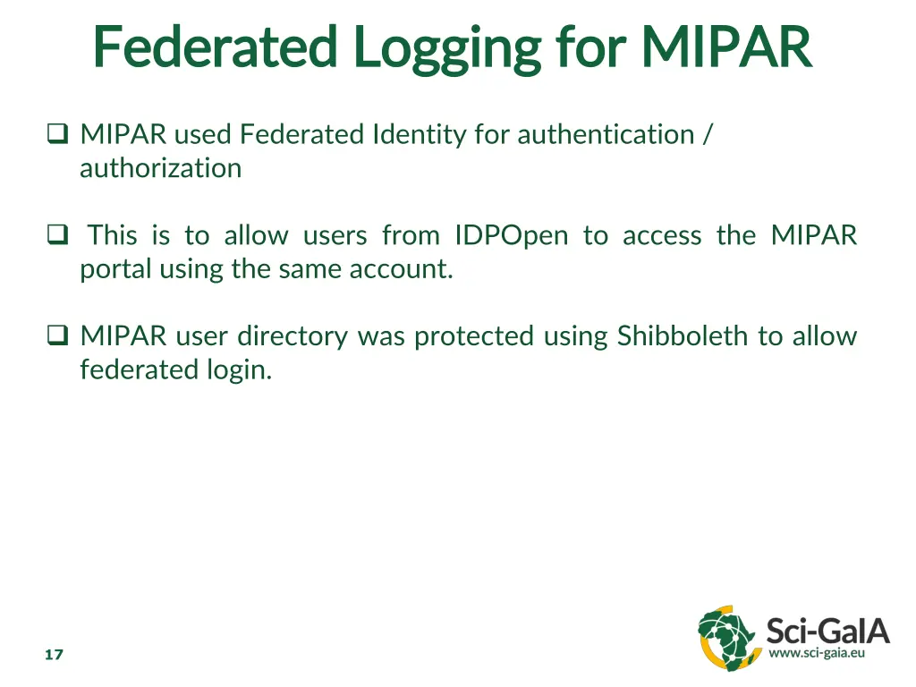 federated logging for mipar federated logging