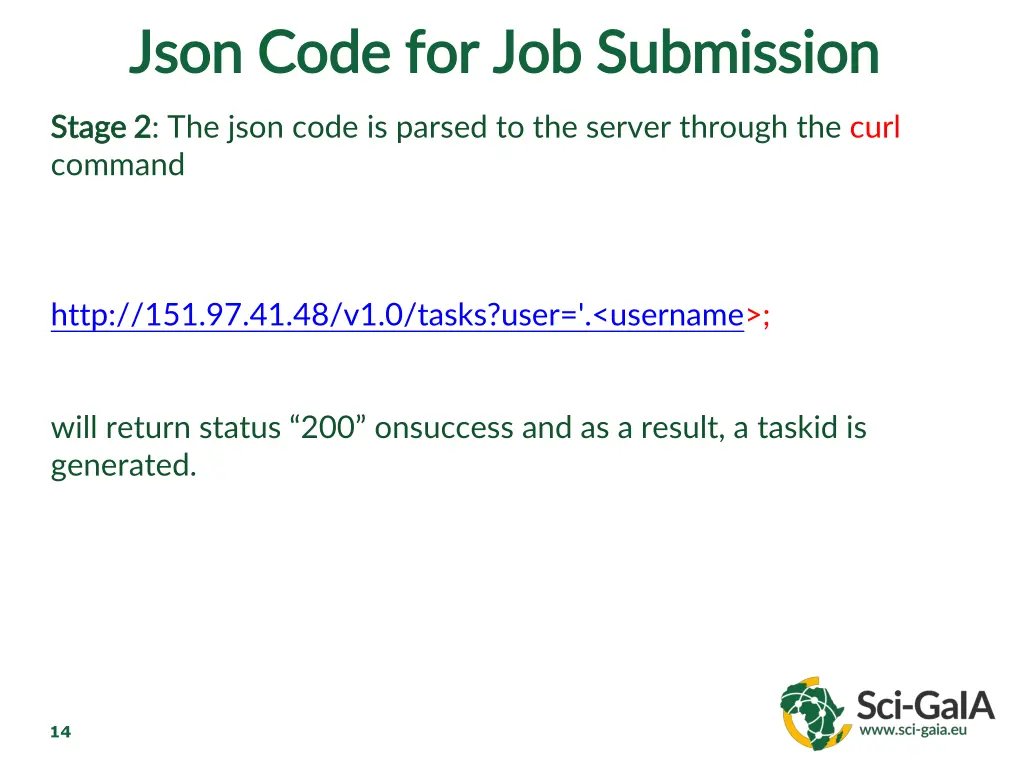 json json code for job submission code 1