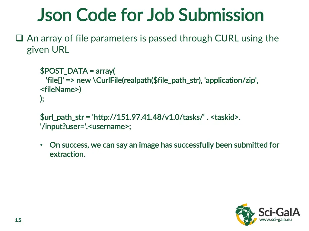 json json code for job submission code 2