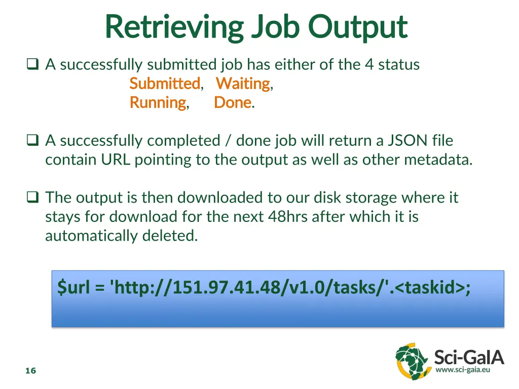 retrieving job output retrieving job output