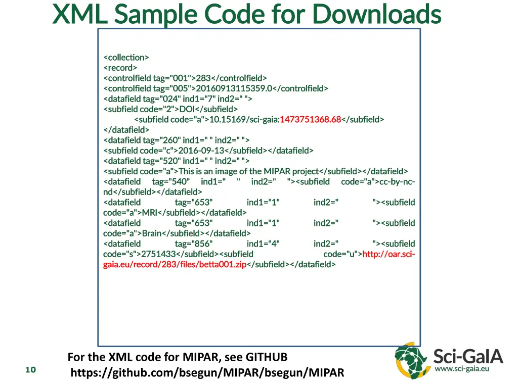 xml sample code for downloads xml sample code