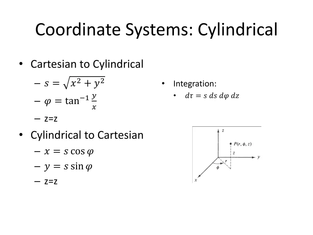 coordinate systems cylindrical