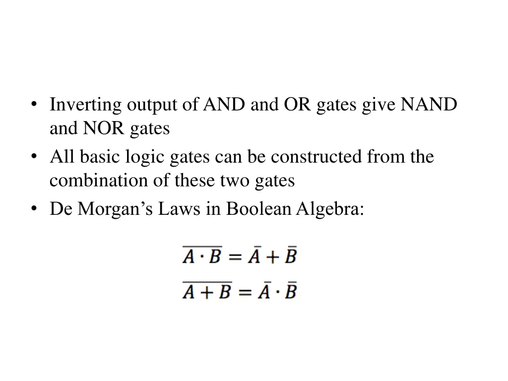 inverting output of and and or gates give nand