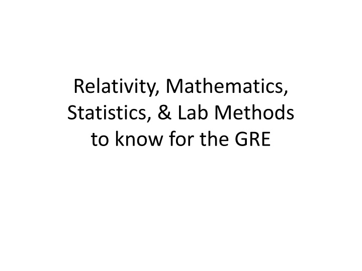 relativity mathematics statistics lab methods