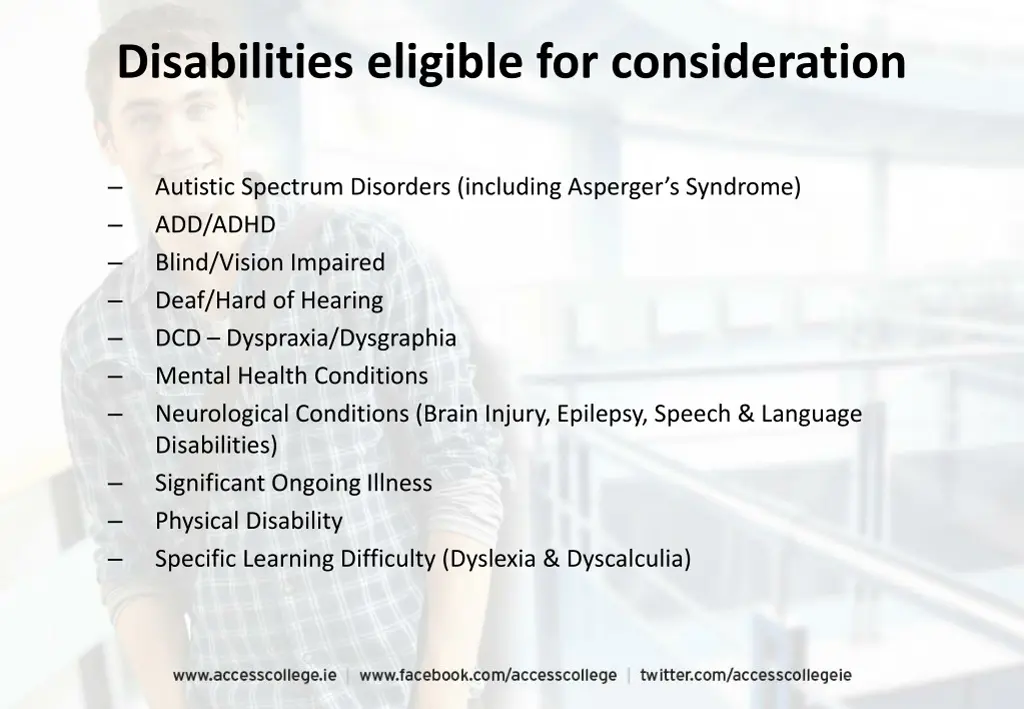 disabilities eligible for consideration