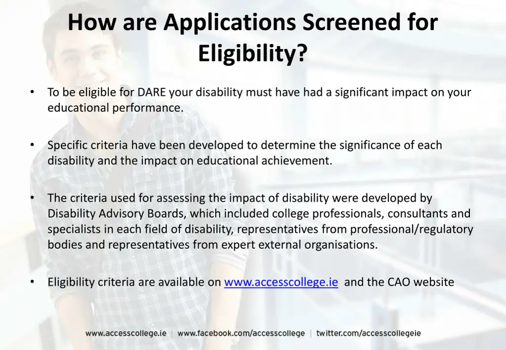 how are applications screened for eligibility