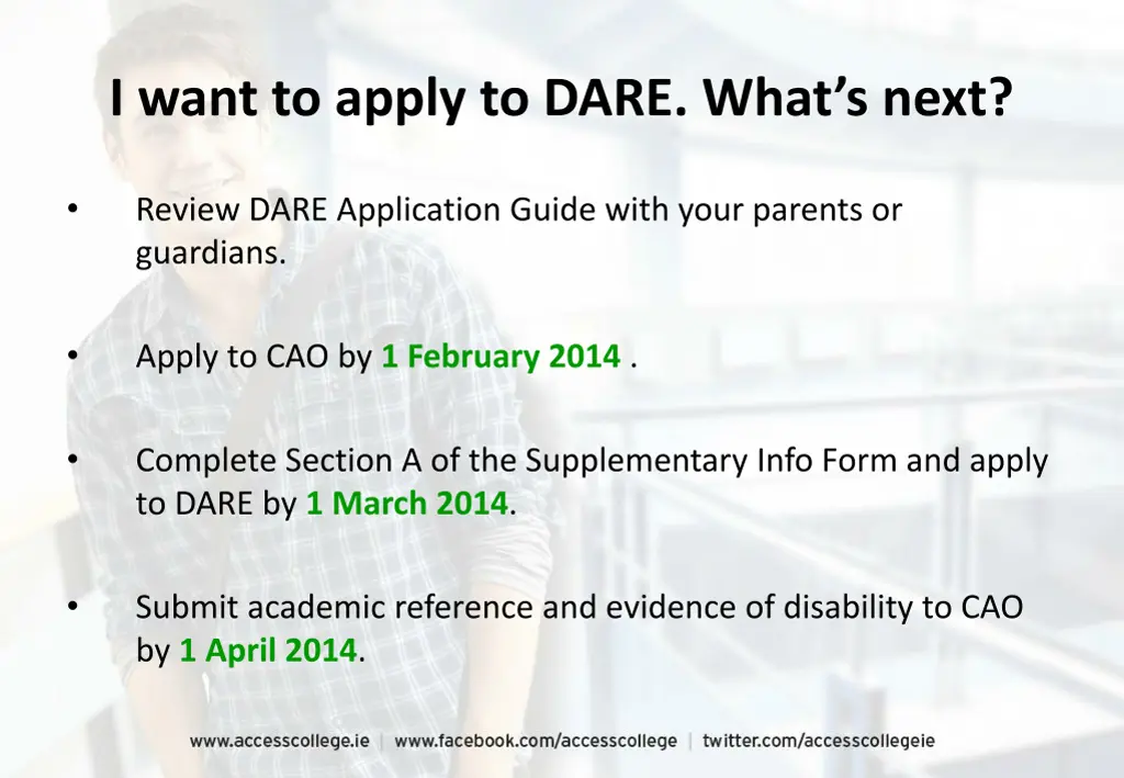 i want to apply to dare what s next