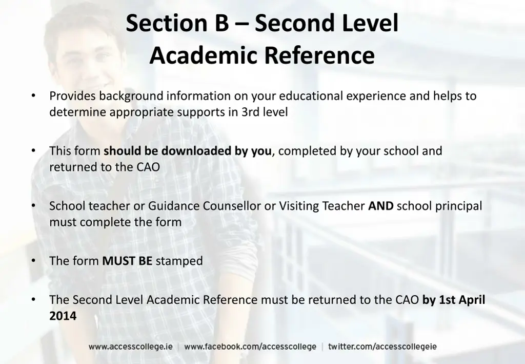 section b second level academic reference