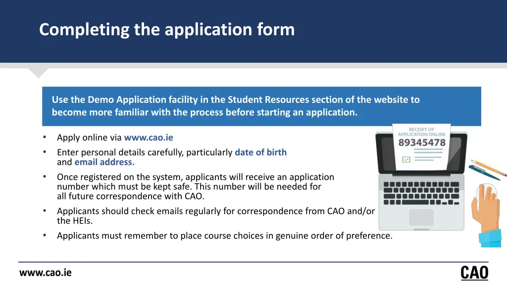 completing the application form