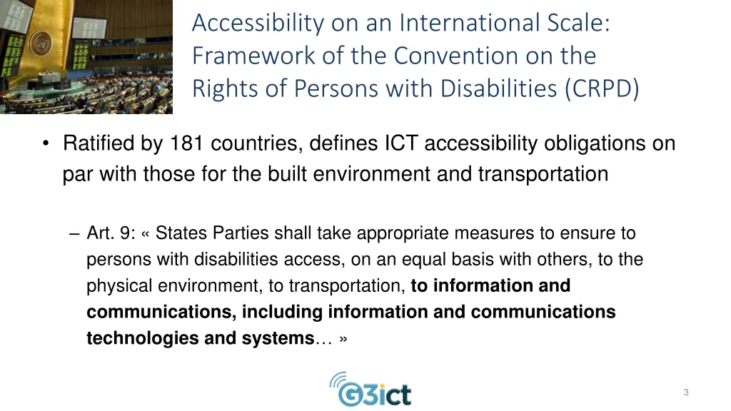 accessibility on an international scale framework