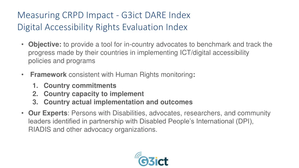 measuring crpd impact g3ict dare index digital