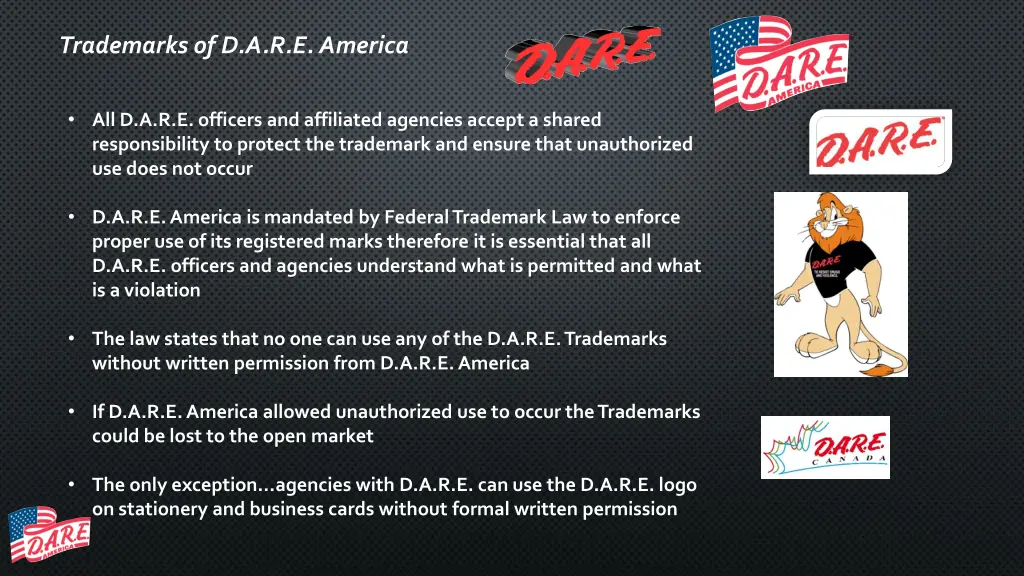 trademarks of d a r e america