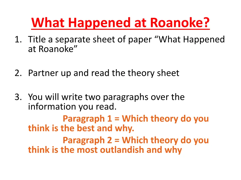 what happened at roanoke 1 title a separate sheet