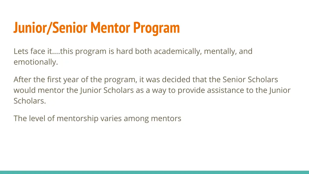 junior senior mentor program