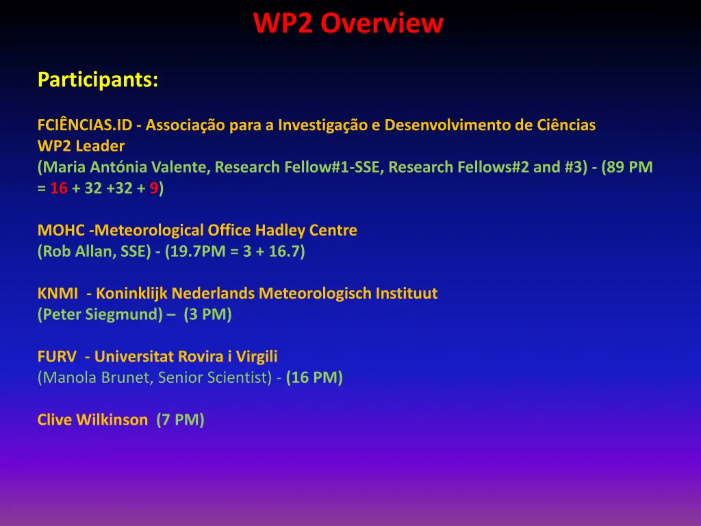 wp2 overview