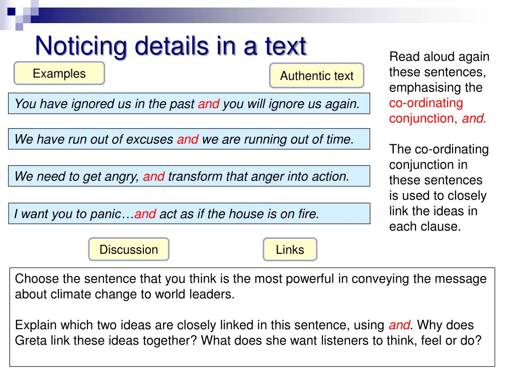 noticing details in a text examples