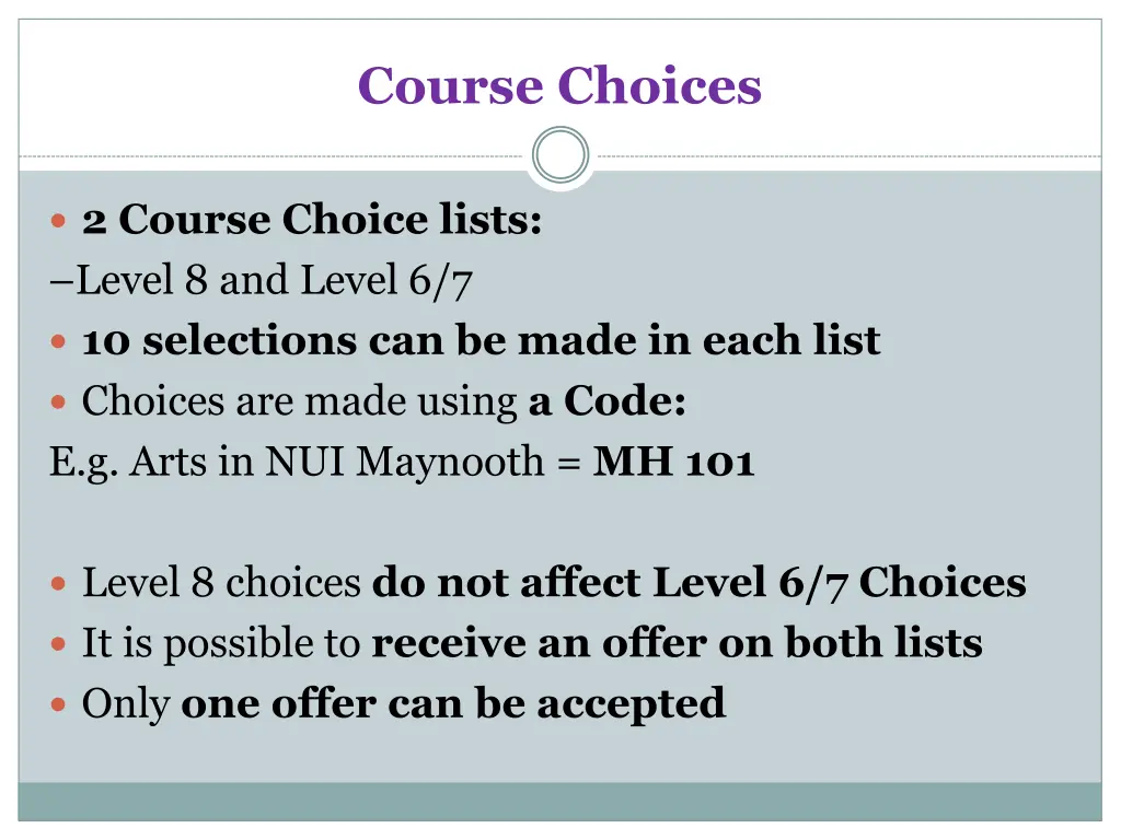 course choices