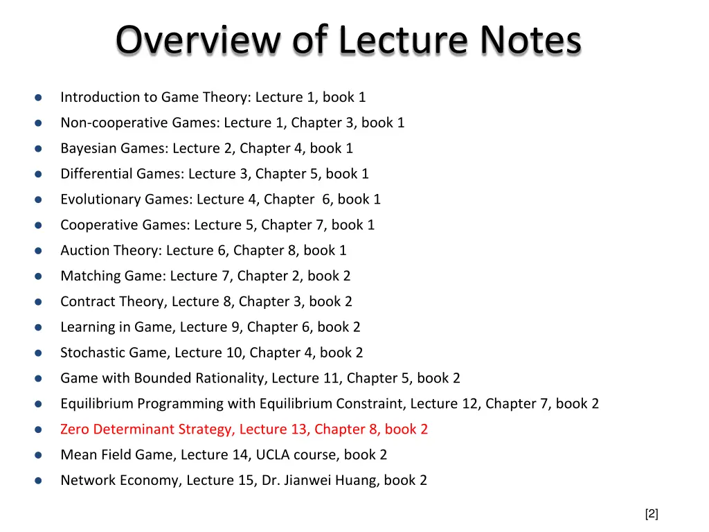 overview of lecture notes