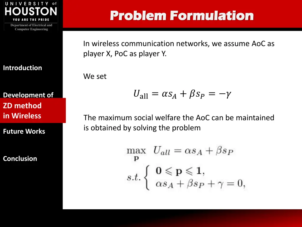 problem formulation problem formulation