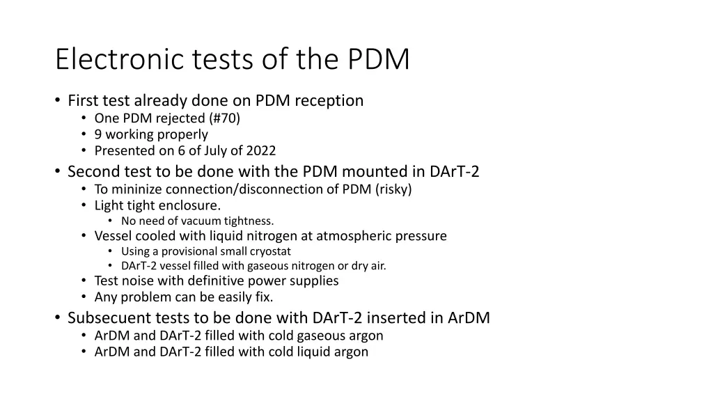 electronic tests of the pdm 1