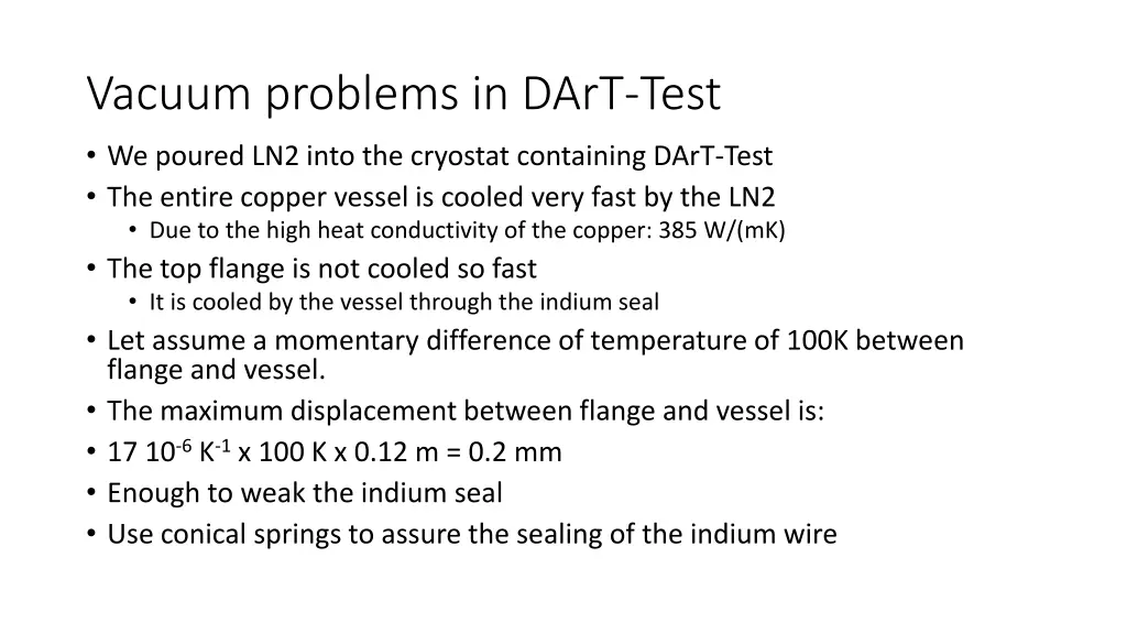 vacuum problems in dart test