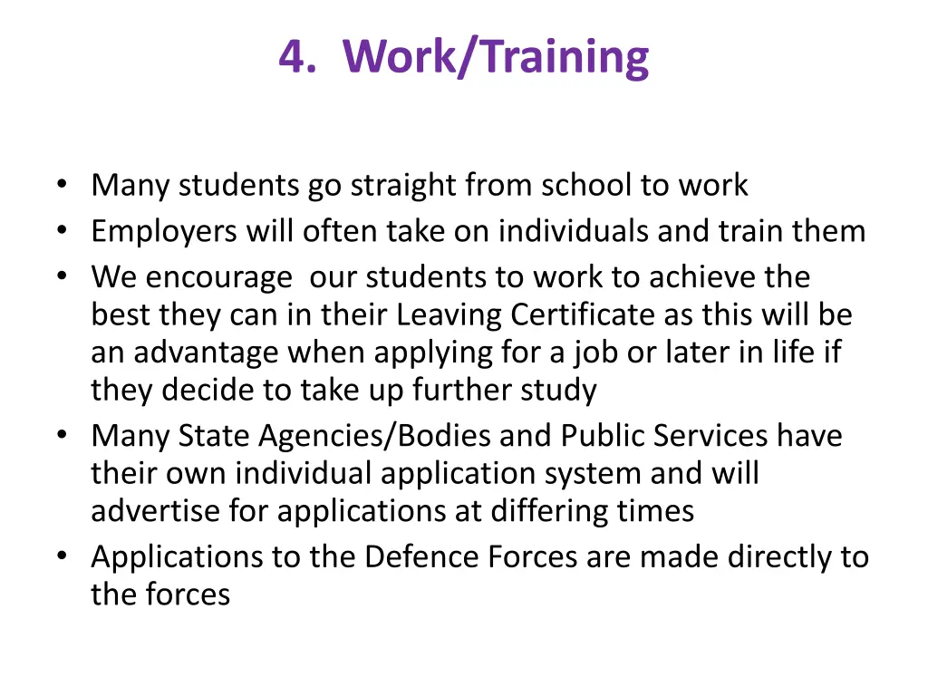 4 work training