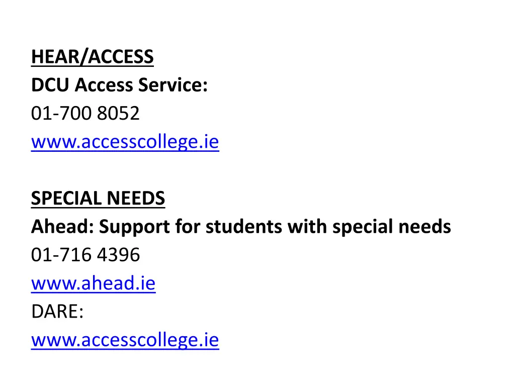 hear access dcu access service 01 700 8052