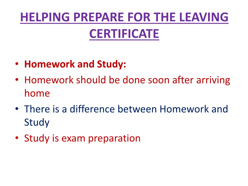 helping prepare for the leaving certificate