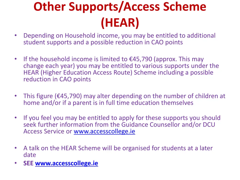 other supports access scheme hear depending