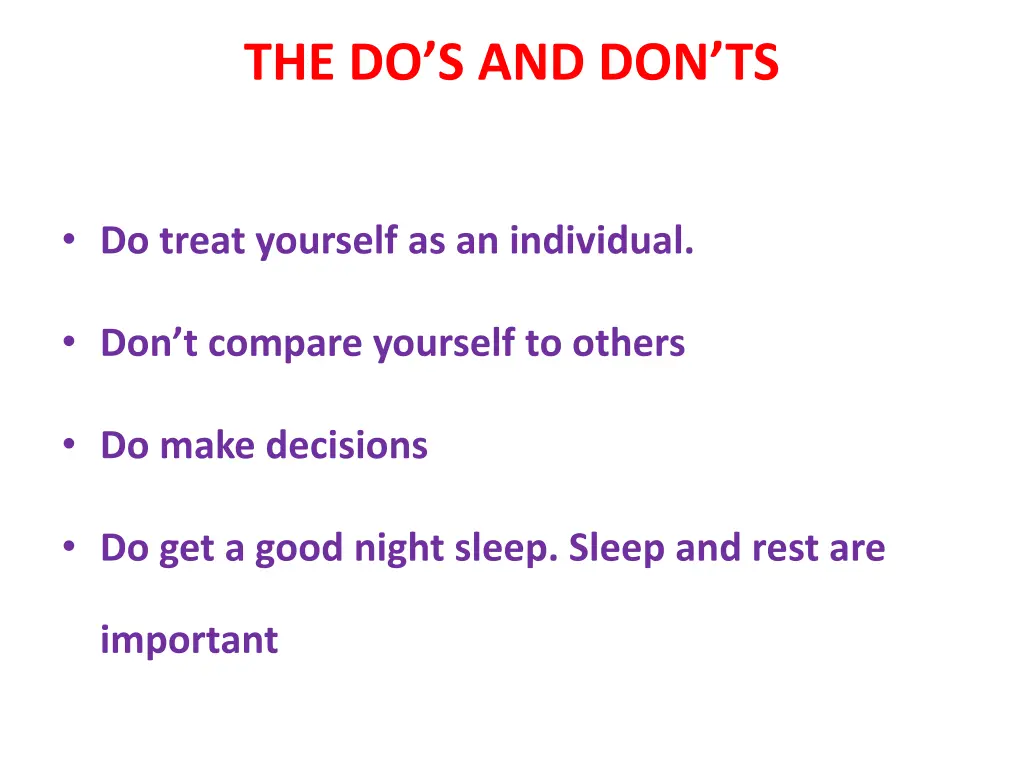 the do s and don ts