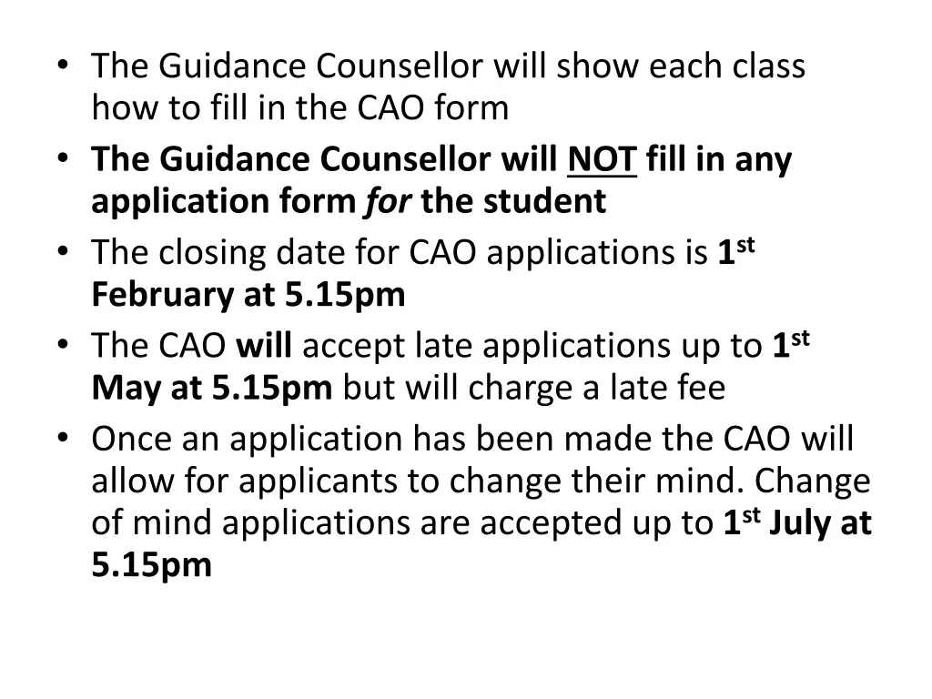 the guidance counsellor will show each class