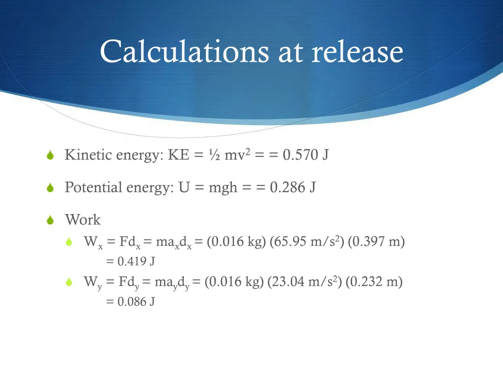 calculations at release 1