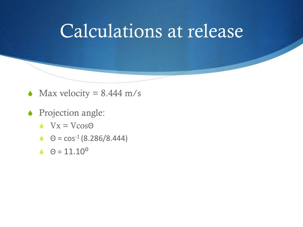 calculations at release 2