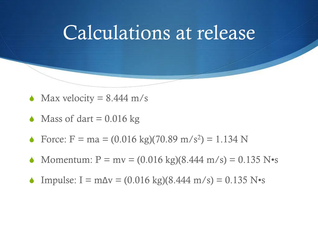 calculations at release