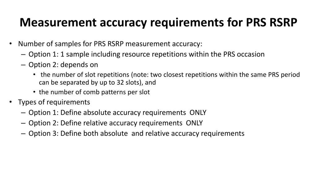 measurement accuracy requirements for prs rsrp