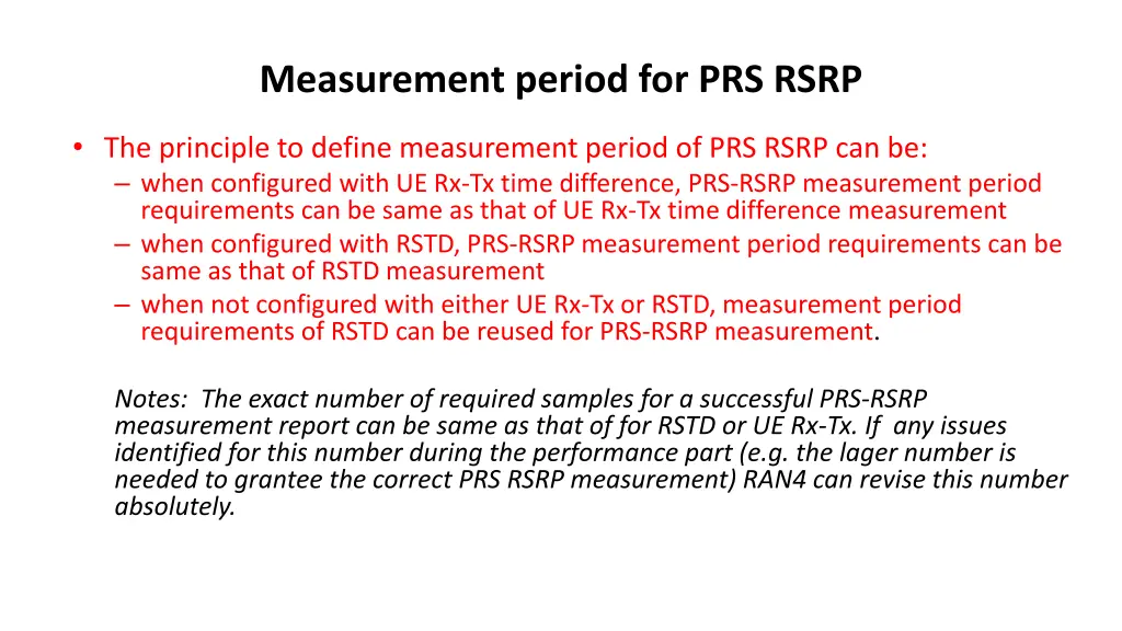 measurement period for prs rsrp